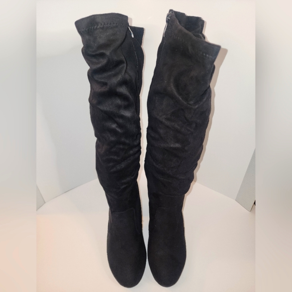 Black Suede Over-the-Knee Boots